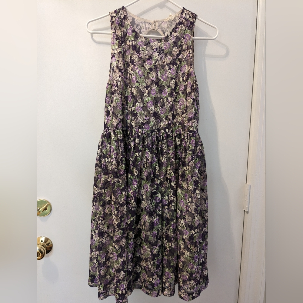 Minidress by freeway M purple floral, fully lined
